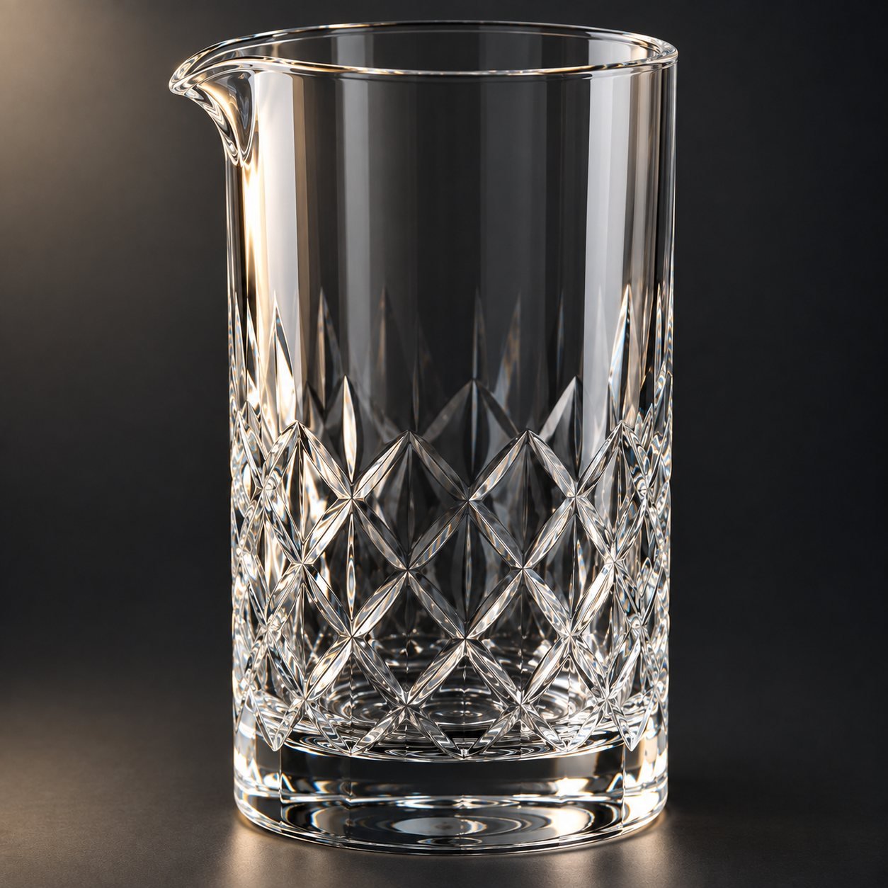 Cut Crystal Mixing Glass with Spout, 750 ml, close up detail of the surface and finish