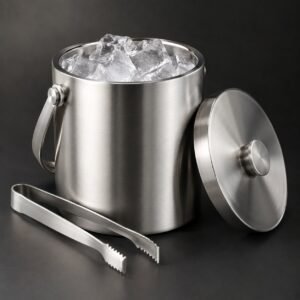 Double Wall Ice Bucket with Tongs, 1.5 L, shown on a plain studio background