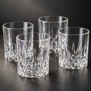 Faceted Rocks Glasses, 250 ml, Set of Four, shown on a plain studio background