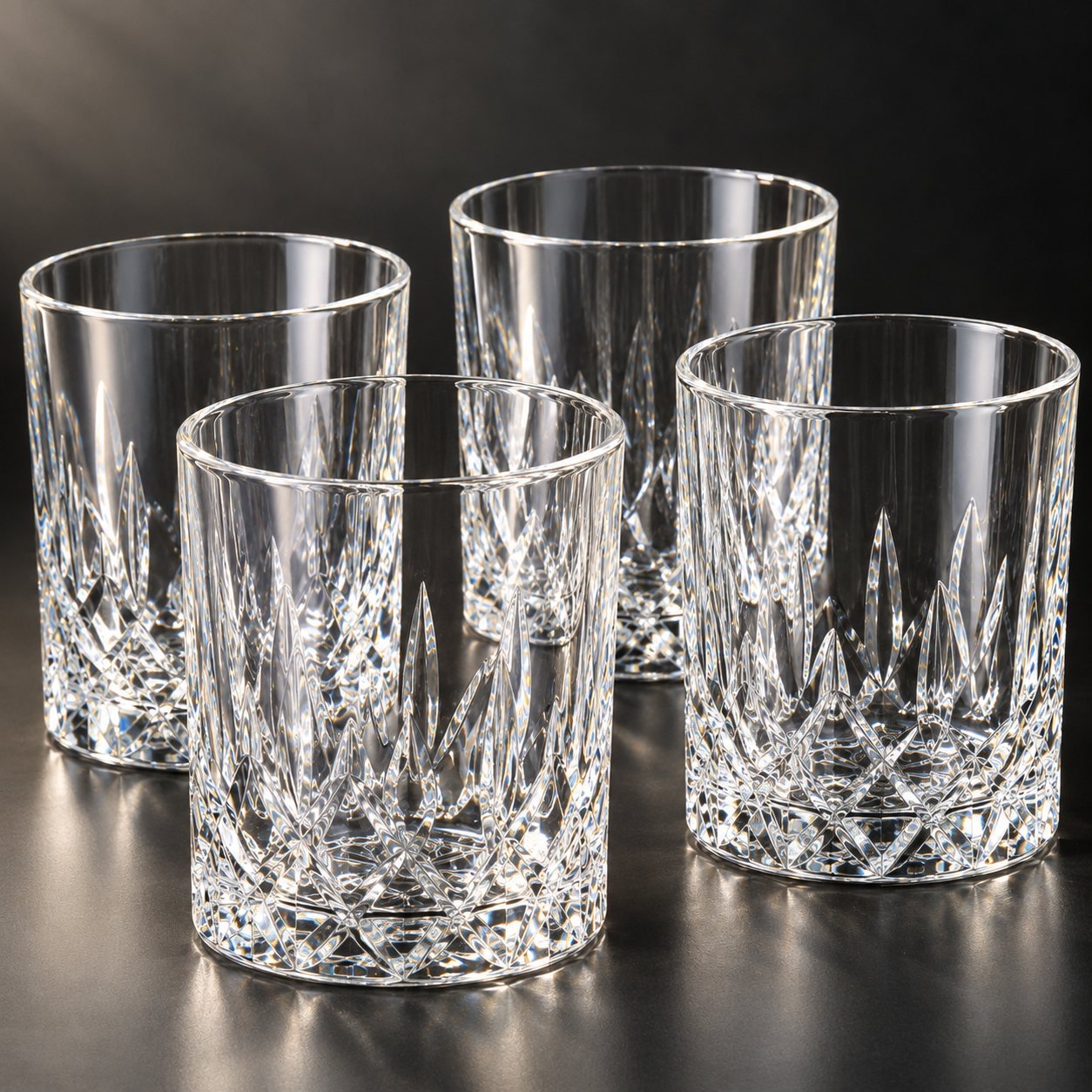 Faceted Rocks Glasses, 250 ml, Set of Four, close up detail of the surface and finish