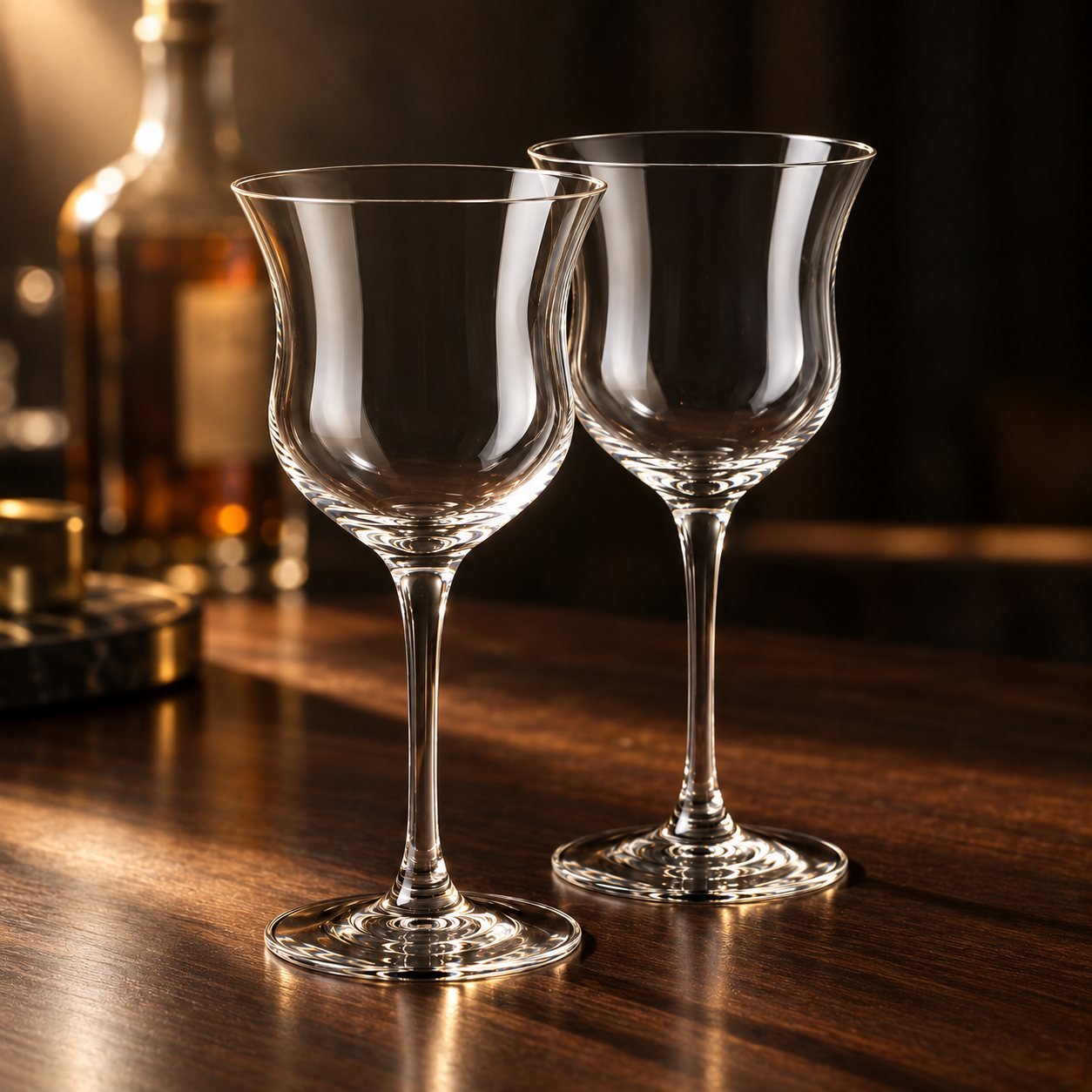 Nick and Nora Glasses, 150 ml, Set of Two, shown in use on a bar counter