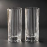 Ribbed Highball Glasses, 350 ml, Set of Two, shown on a plain studio background