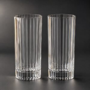 Ribbed Highball Glasses, 350 ml, Set of Two, shown on a plain studio background
