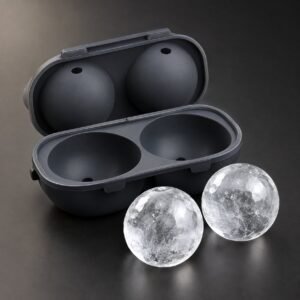 Sphere Ice Mould, 60 mm, Set of Two, shown on a plain studio background